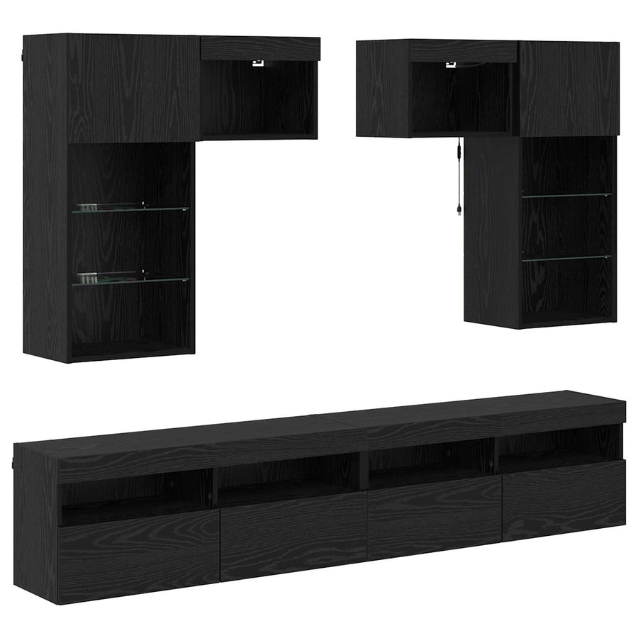 Tv Wandmeubels Wandgemonteerd 6 Pcs Artisan Eiken Bewerkt Hout