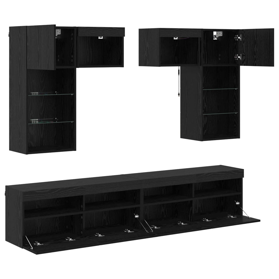 Tv Wandmeubels Wandgemonteerd 6 Pcs Artisan Eiken Bewerkt Hout