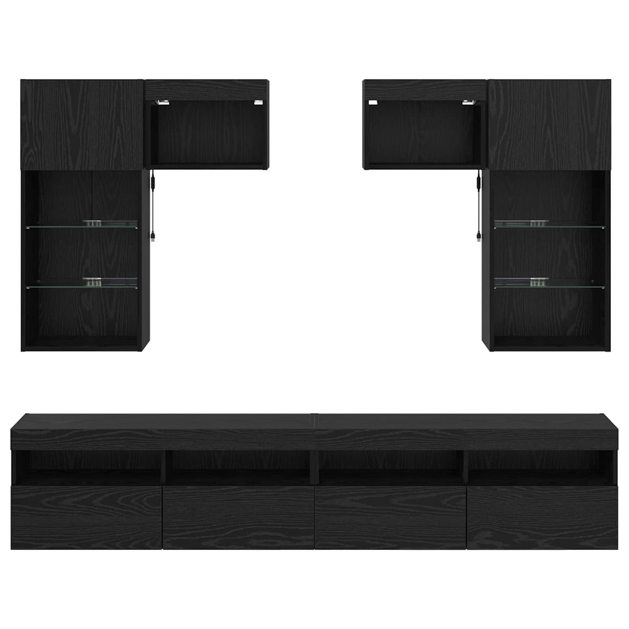 Tv Wandmeubels Wandgemonteerd 6 Pcs Artisan Eiken Bewerkt Hout