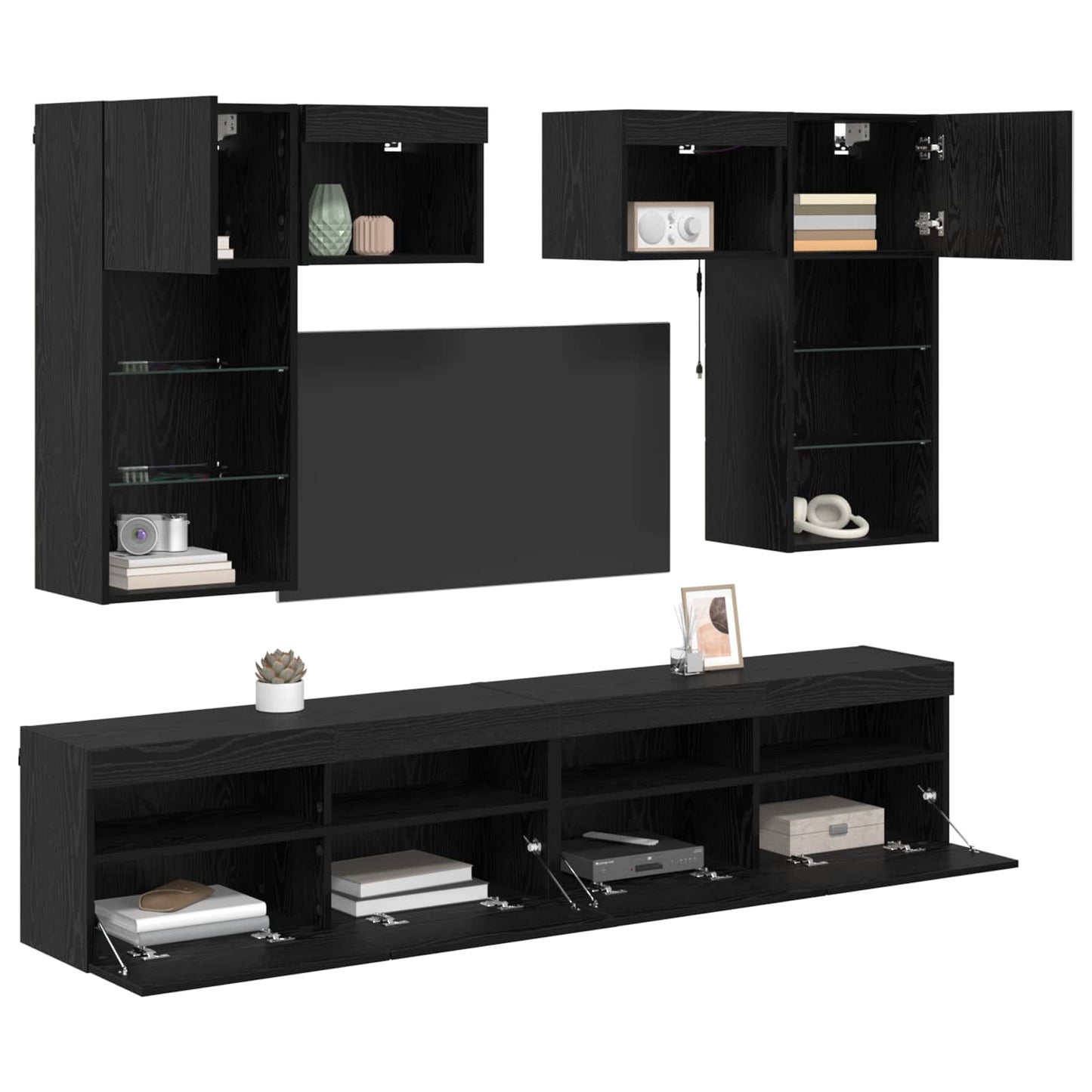 Tv Wandmeubels Wandgemonteerd 6 Pcs Artisan Eiken Bewerkt Hout