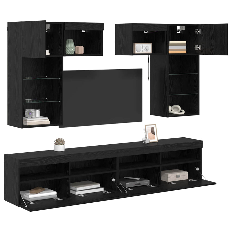 Tv Wandmeubels Wandgemonteerd 6 Pcs Artisan Eiken Bewerkt Hout