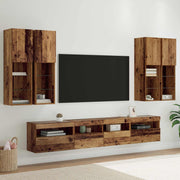 TV wandkast set 7 delen oudhout 100x30x40 cm
