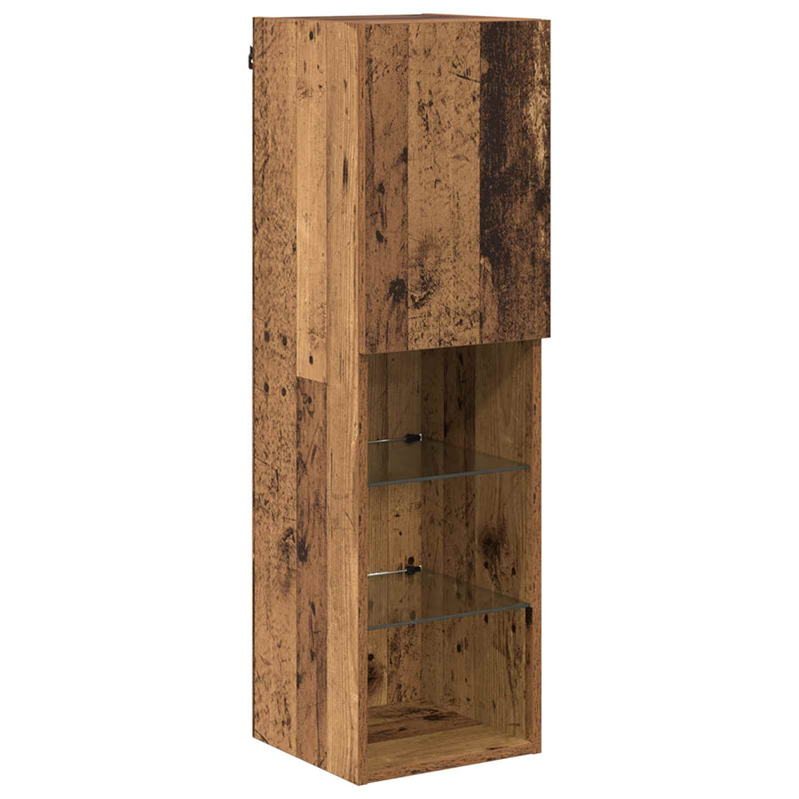 TV Wandkast Set met LED Lichten 7 pcs Oudhout 100 x 30 x 40 cm