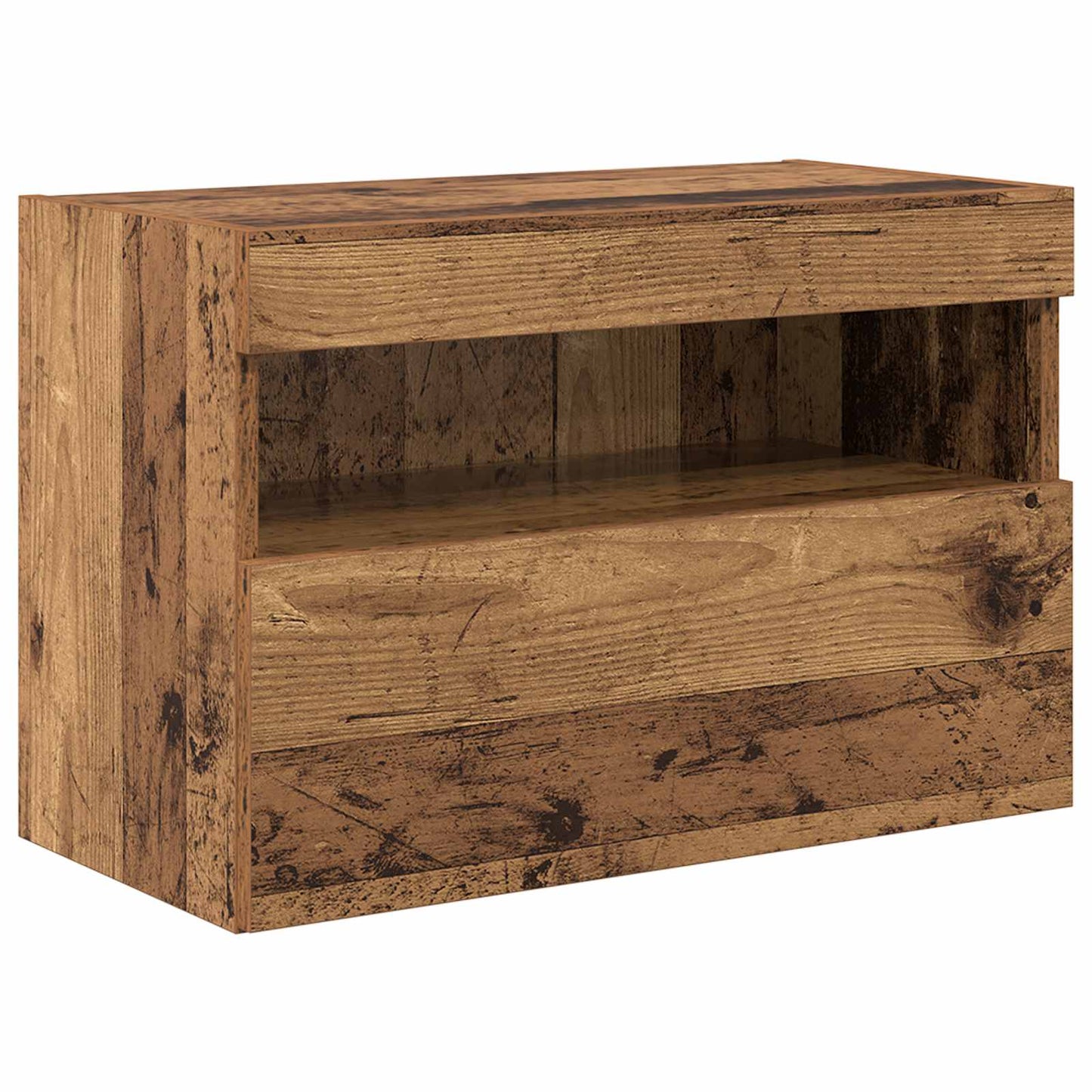 TV Wandkast Set met LED Lichten 7 pcs Oudhout 100 x 30 x 40 cm