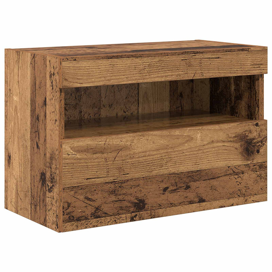 TV Wandkast Set met LED Lichten 7 pcs Oudhout 100 x 30 x 40 cm