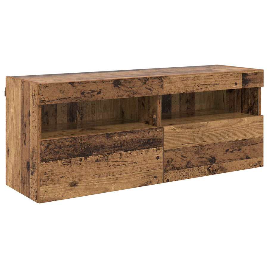 TV Wandkast Set met LED Lichten 7 pcs Oudhout 100 x 30 x 40 cm