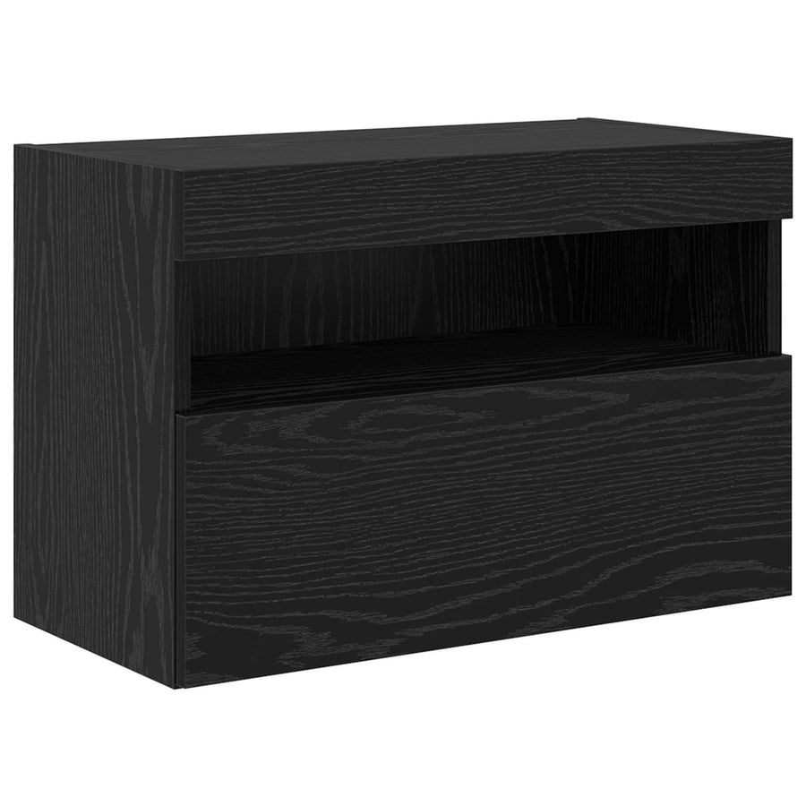 TV Wandkast Set met LED Lichten 7 pcs Zwart Eiken Bewerkt hout