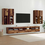 TV wandkast set bewerkt hout oud hout
