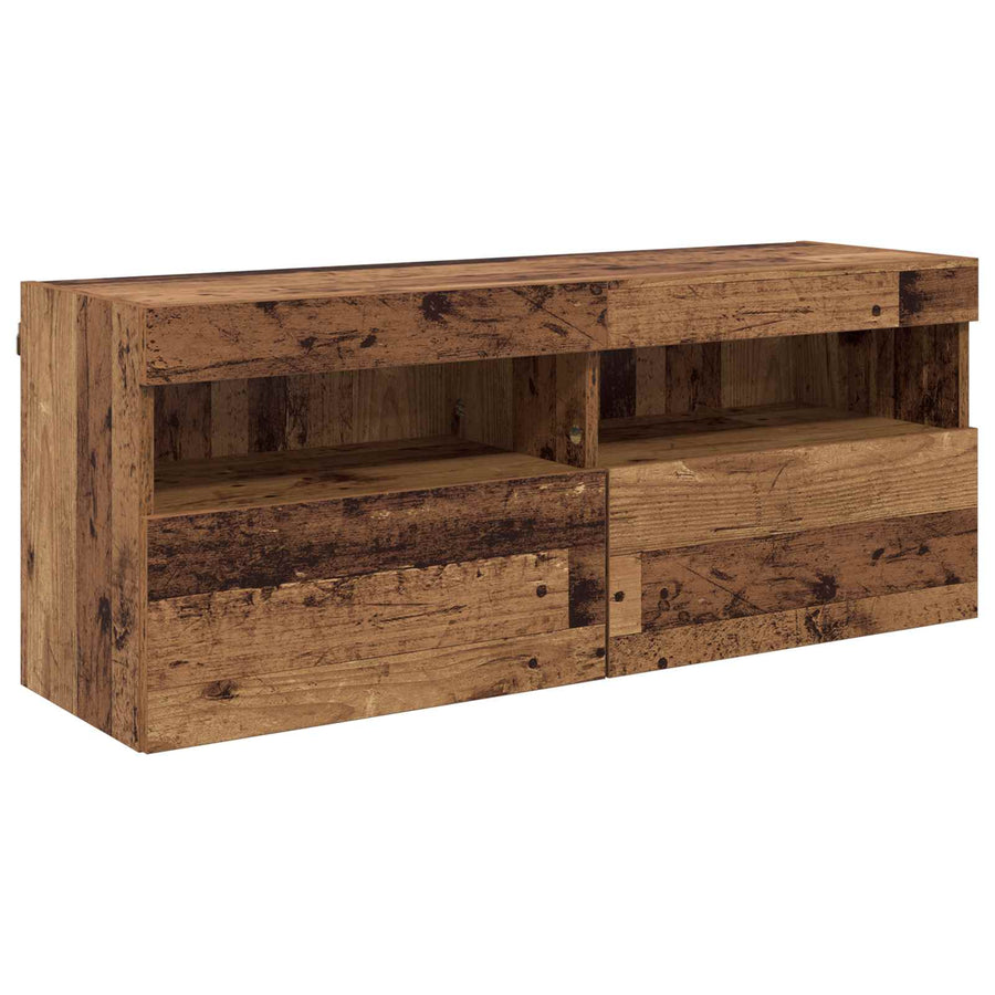 TV Wandkast Set Wandgemonteerd 7 pcs Oud Hout Bewerkt hout