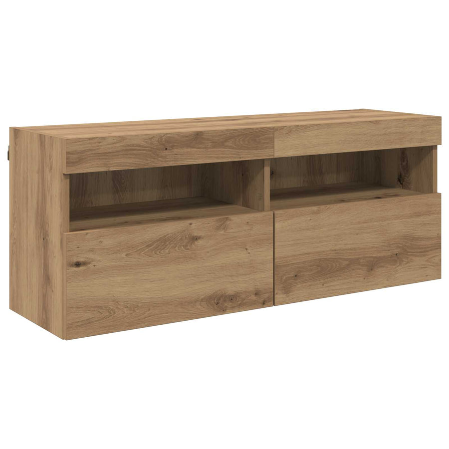Tv Wandkast Set Wandgemonteerd 7 Pcs Artisan Eiken Bewerkt Hout