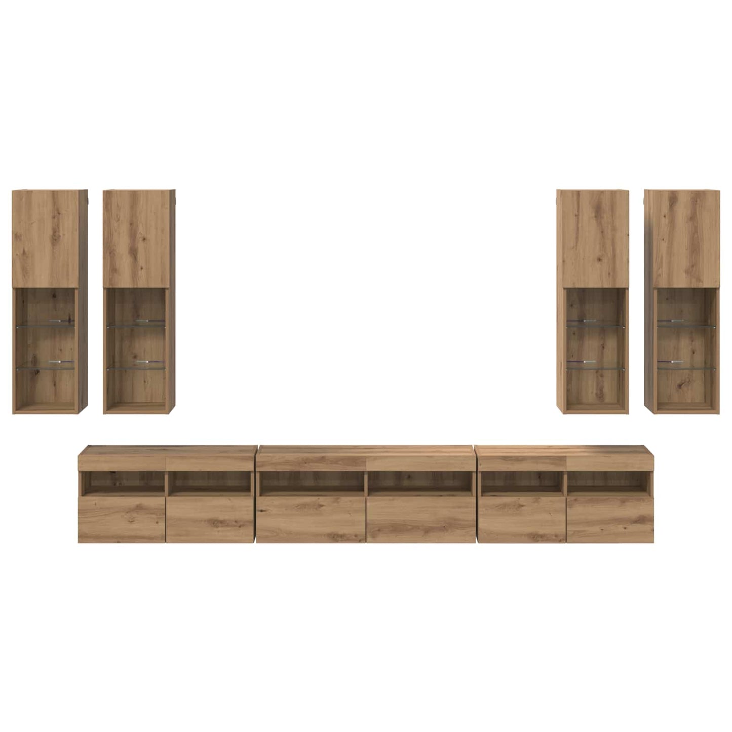 Tv Wandkast Set Wandgemonteerd 7 Pcs Artisan Eiken Bewerkt Hout