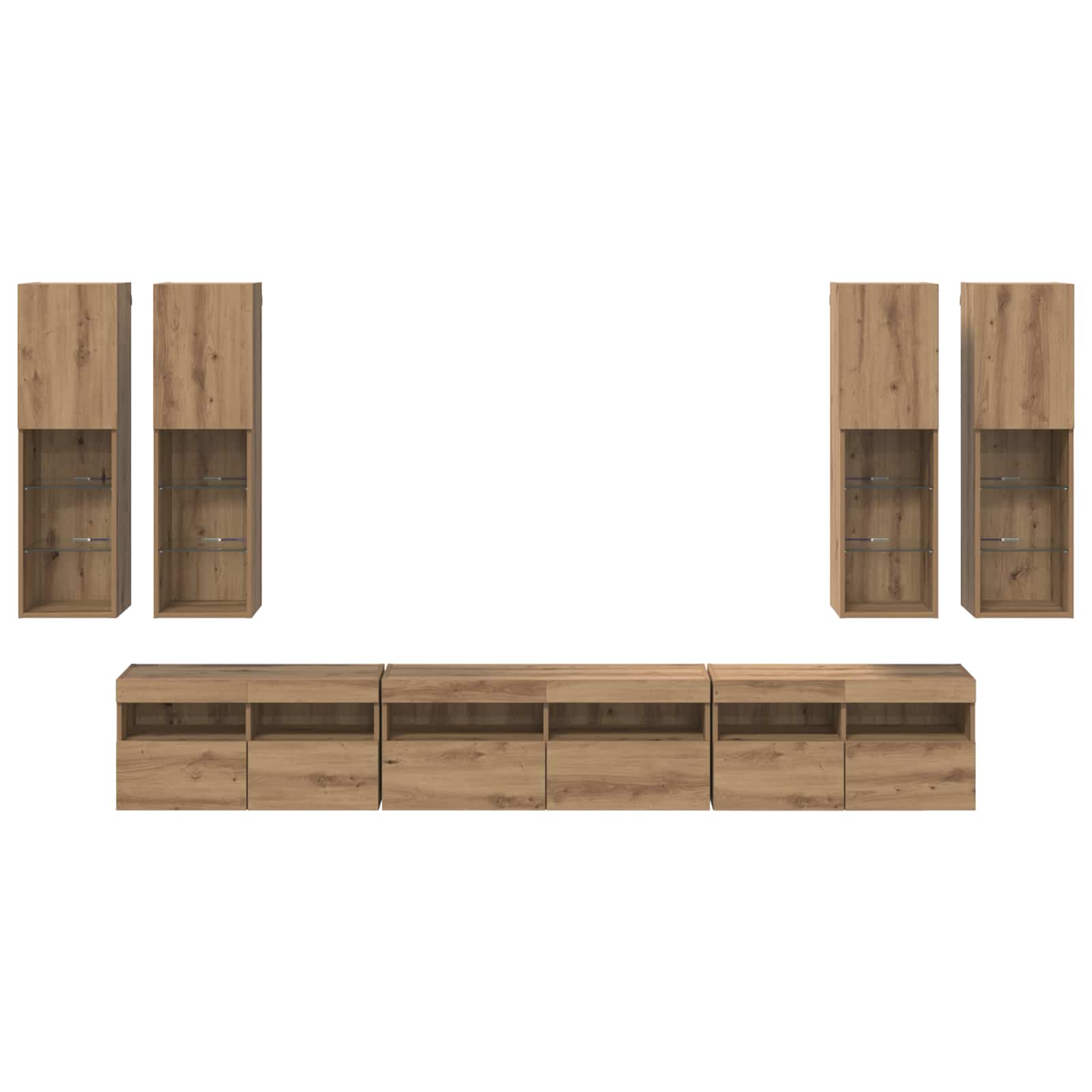 Tv Wandkast Set Wandgemonteerd 7 Pcs Artisan Eiken Bewerkt Hout
