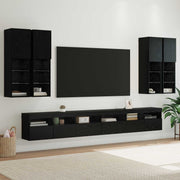 TV wandkast set zwart eiken 7 delen