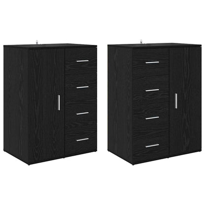 Dressoirs Corona 2 pcs Zwart Eiken 59 x 39 x 80 cm Bewerkt hout