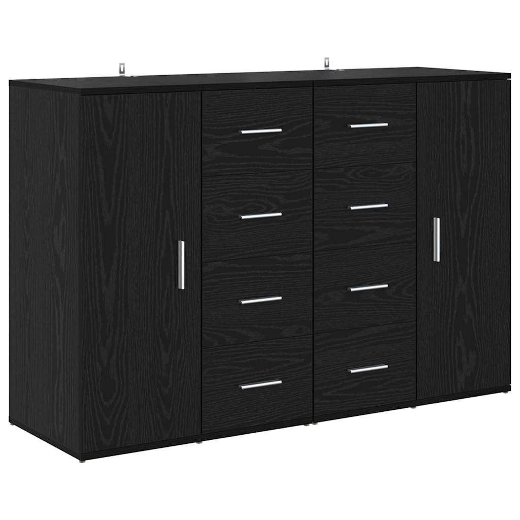 Dressoirs Corona 2 pcs Zwart Eiken 59 x 39 x 80 cm Bewerkt hout