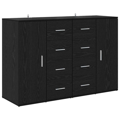 Dressoirs Corona 2 pcs Zwart Eiken 59 x 39 x 80 cm Bewerkt hout