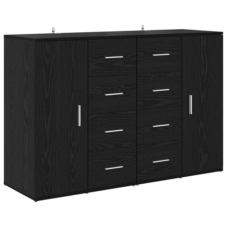 Dressoirs Corona 2 pcs Zwart Eiken 59 x 39 x 80 cm Bewerkt hout