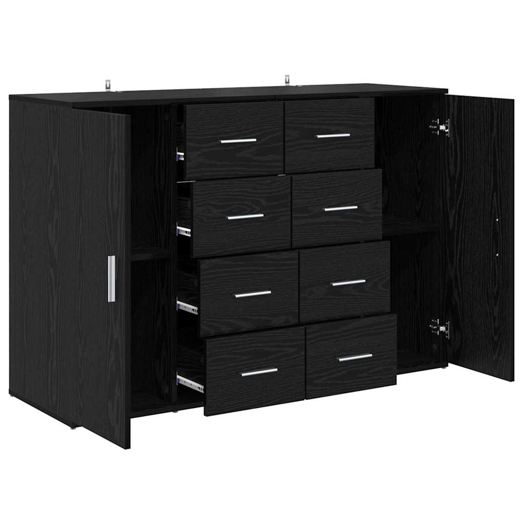 Dressoirs Corona 2 pcs Zwart Eiken 59 x 39 x 80 cm Bewerkt hout