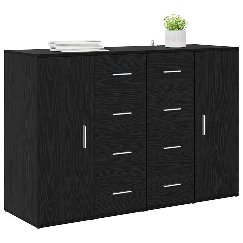 Dressoirs Corona 2 pcs Zwart Eiken 59 x 39 x 80 cm Bewerkt hout