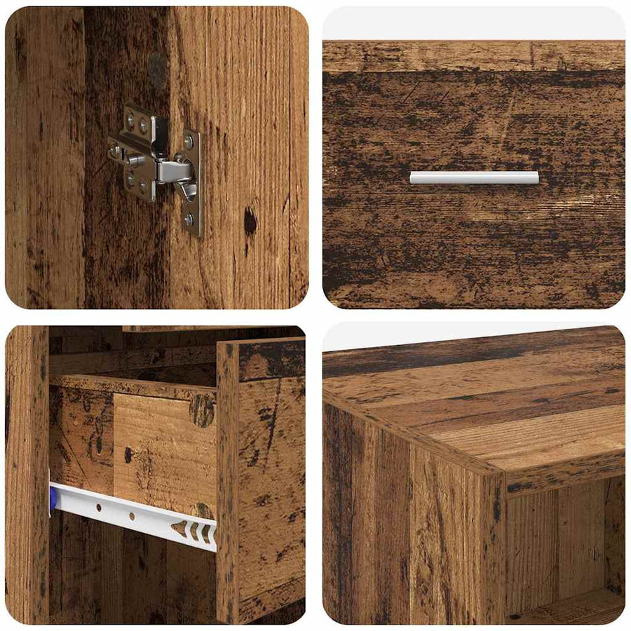 Highboard met lade Oud Hout 50 x 42,5 x 225 cm Bewerkt hout