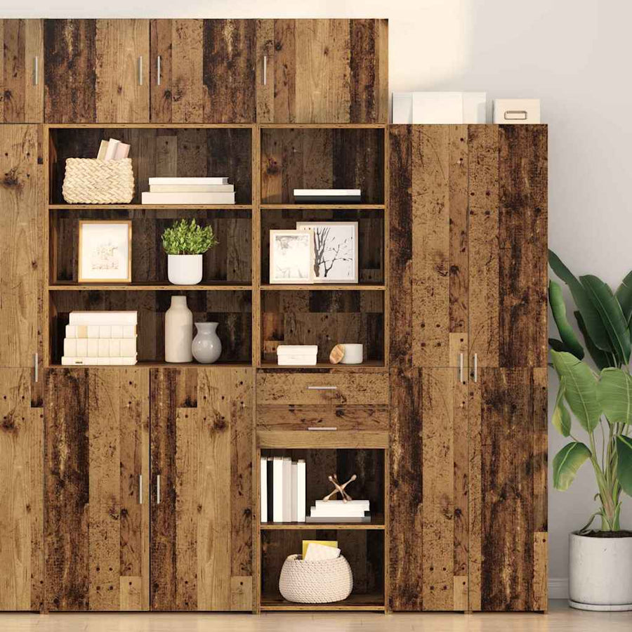 Highboard met lade Oud Hout 50 x 42,5 x 225 cm Bewerkt hout