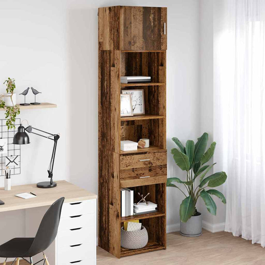 Highboard met lade Oud Hout 50 x 42,5 x 225 cm Bewerkt hout