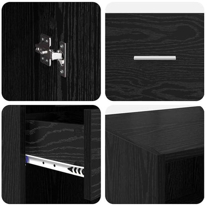 Highboard Met Lade 50 X 42,5 X 225 Cm Bewerkt Hout Zwart eiken