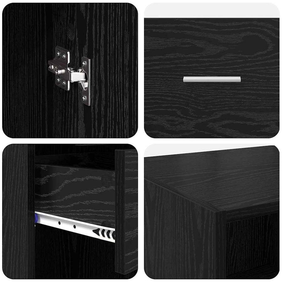 Highboard Met Lade 50 X 42,5 X 225 Cm Bewerkt Hout Zwart eiken