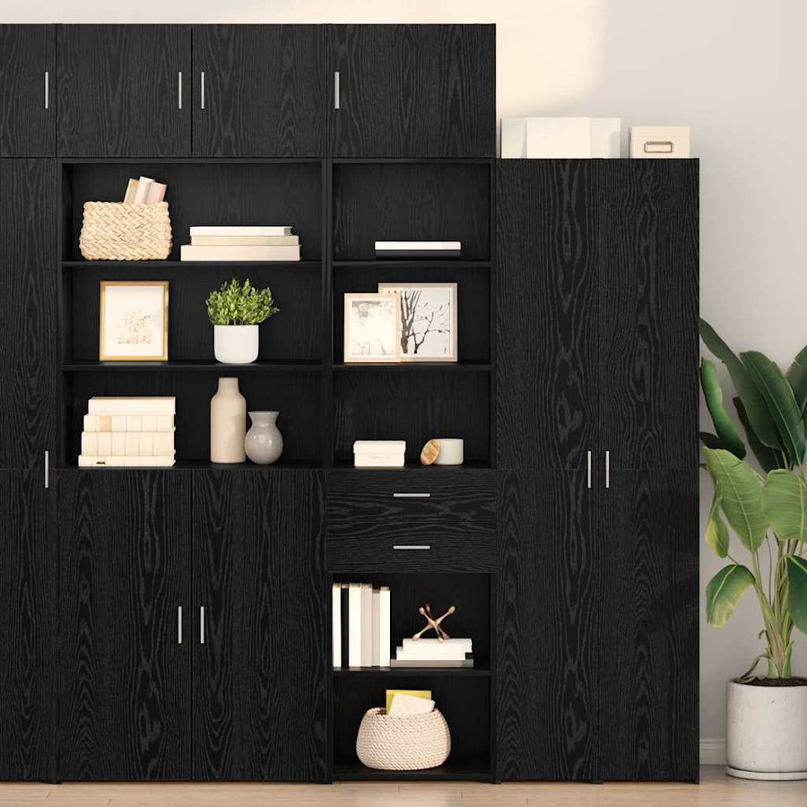 Highboard Met Lade 50 X 42,5 X 225 Cm Bewerkt Hout Zwart eiken