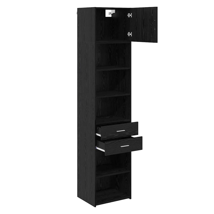 Highboard Met Lade 50 X 42,5 X 225 Cm Bewerkt Hout Zwart eiken