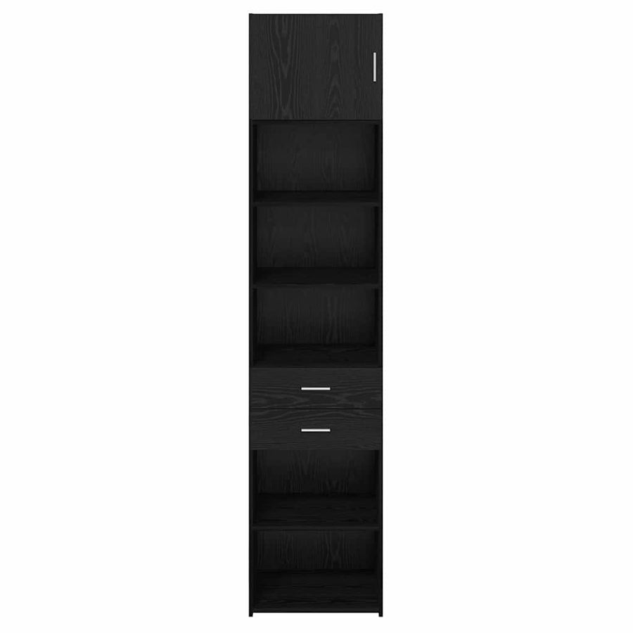 Highboard Met Lade 50 X 42,5 X 225 Cm Bewerkt Hout Zwart eiken