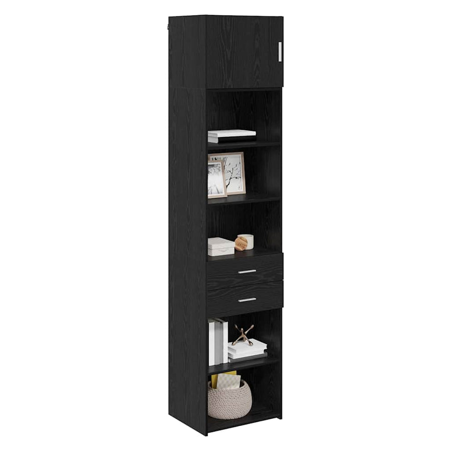 Highboard Met Lade 50 X 42,5 X 225 Cm Bewerkt Hout Zwart eiken