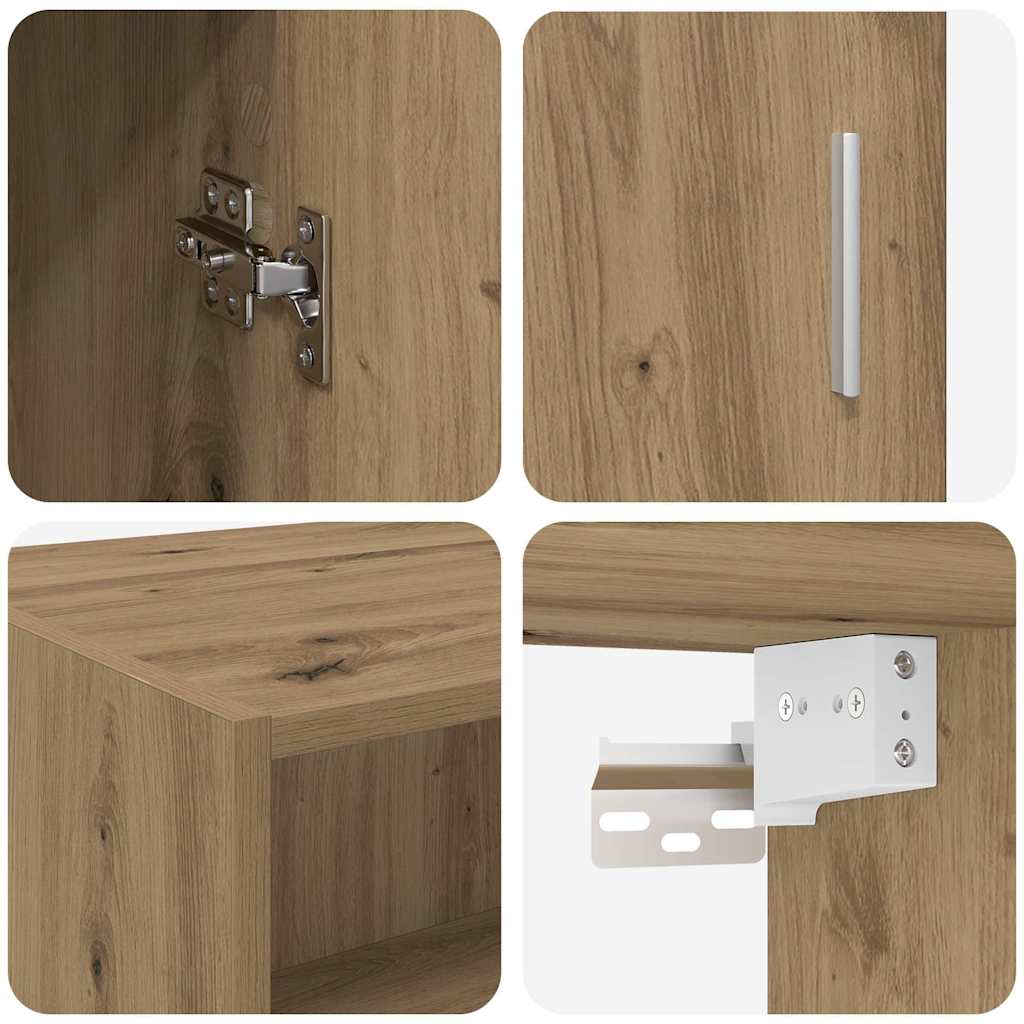 Opbergkast Artisan Eiken 80 X 42,5 X 225 Cm Bewerkt Hout