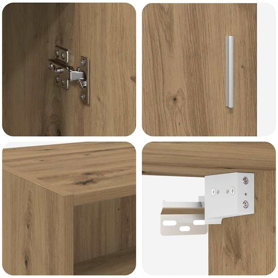 Opbergkast Artisan Eiken 80 X 42,5 X 225 Cm Bewerkt Hout