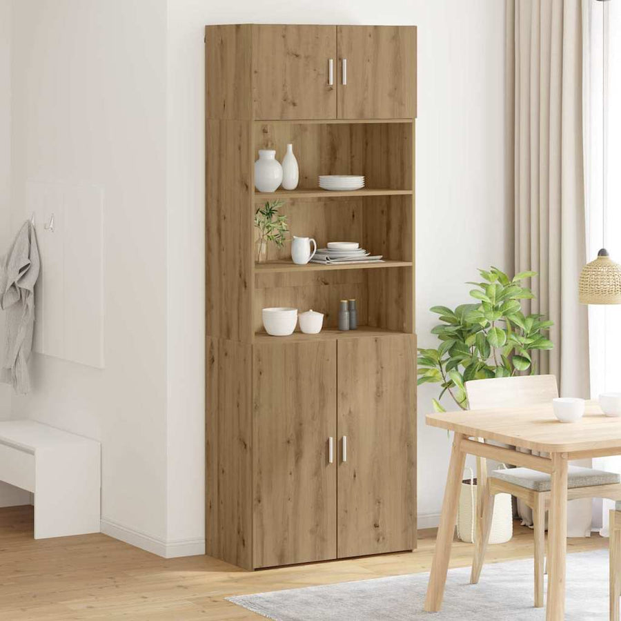 Opbergkast Artisan Eiken 80 X 42,5 X 225 Cm Bewerkt Hout
