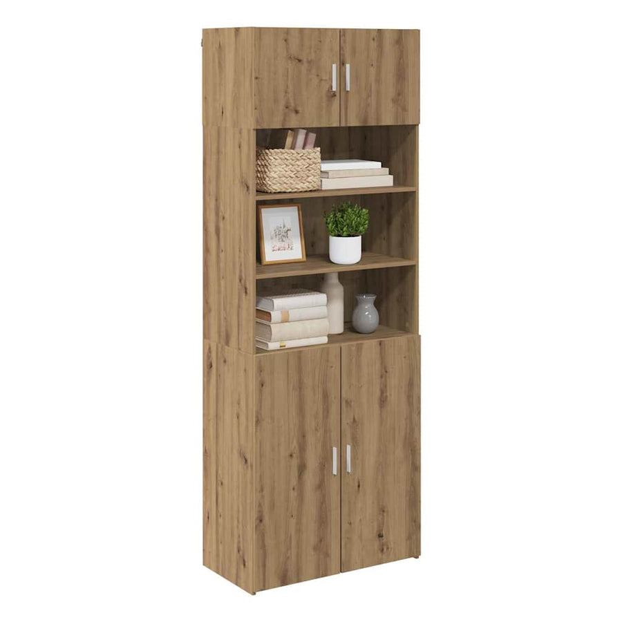 Opbergkast Artisan Eiken 80 X 42,5 X 225 Cm Bewerkt Hout