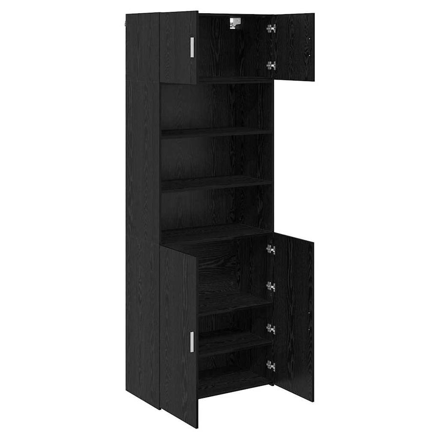 Opbergkast Zwart Eiken 80 X 42,5 X 225 Cm Bewerkt Hout
