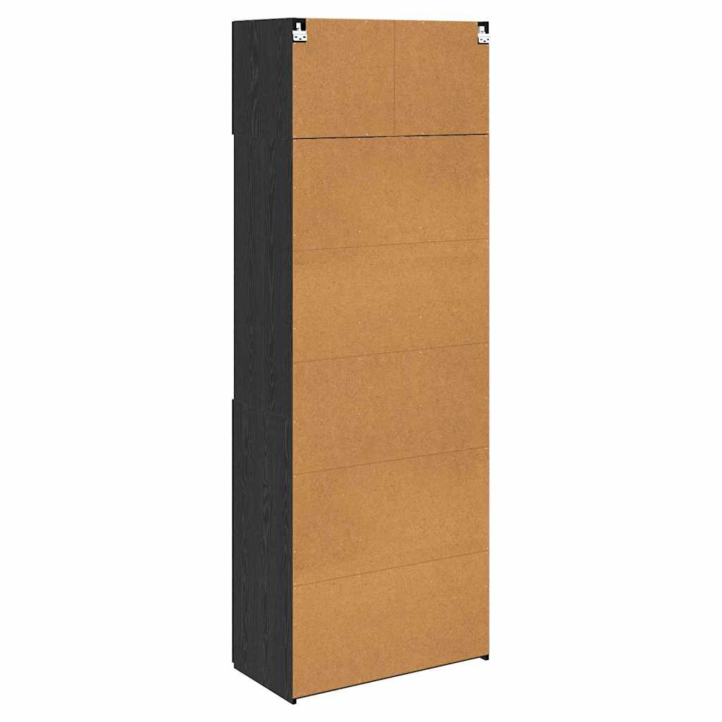Opbergkast Zwart Eiken 80 X 42,5 X 225 Cm Bewerkt Hout