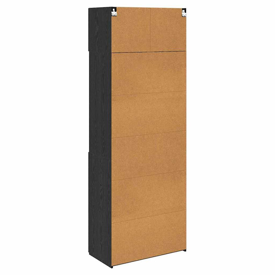 Opbergkast Zwart Eiken 80 X 42,5 X 225 Cm Bewerkt Hout