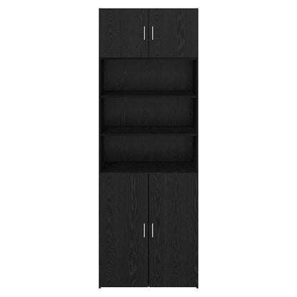 Opbergkast Zwart Eiken 80 X 42,5 X 225 Cm Bewerkt Hout