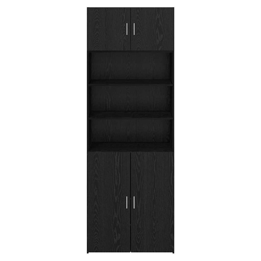 Opbergkast Zwart Eiken 80 X 42,5 X 225 Cm Bewerkt Hout