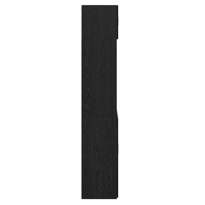 Opbergkast Zwart Eiken 80 X 42,5 X 225 Cm Bewerkt Hout