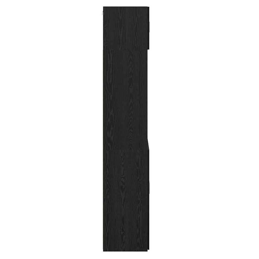 Opbergkast Zwart Eiken 80 X 42,5 X 225 Cm Bewerkt Hout
