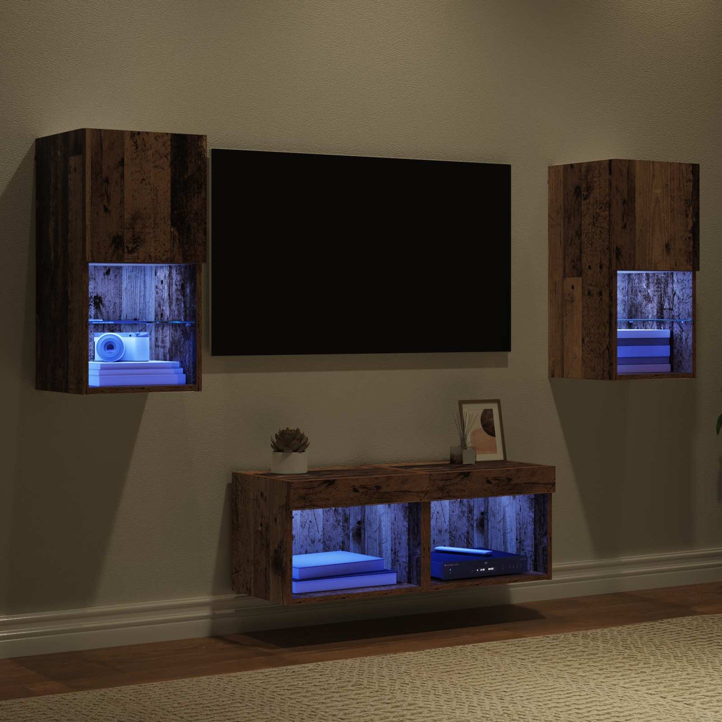 TV Wandkasten 4 pcs Oud Hout 30,5 x 30 x 60 cm Bewerkt hout