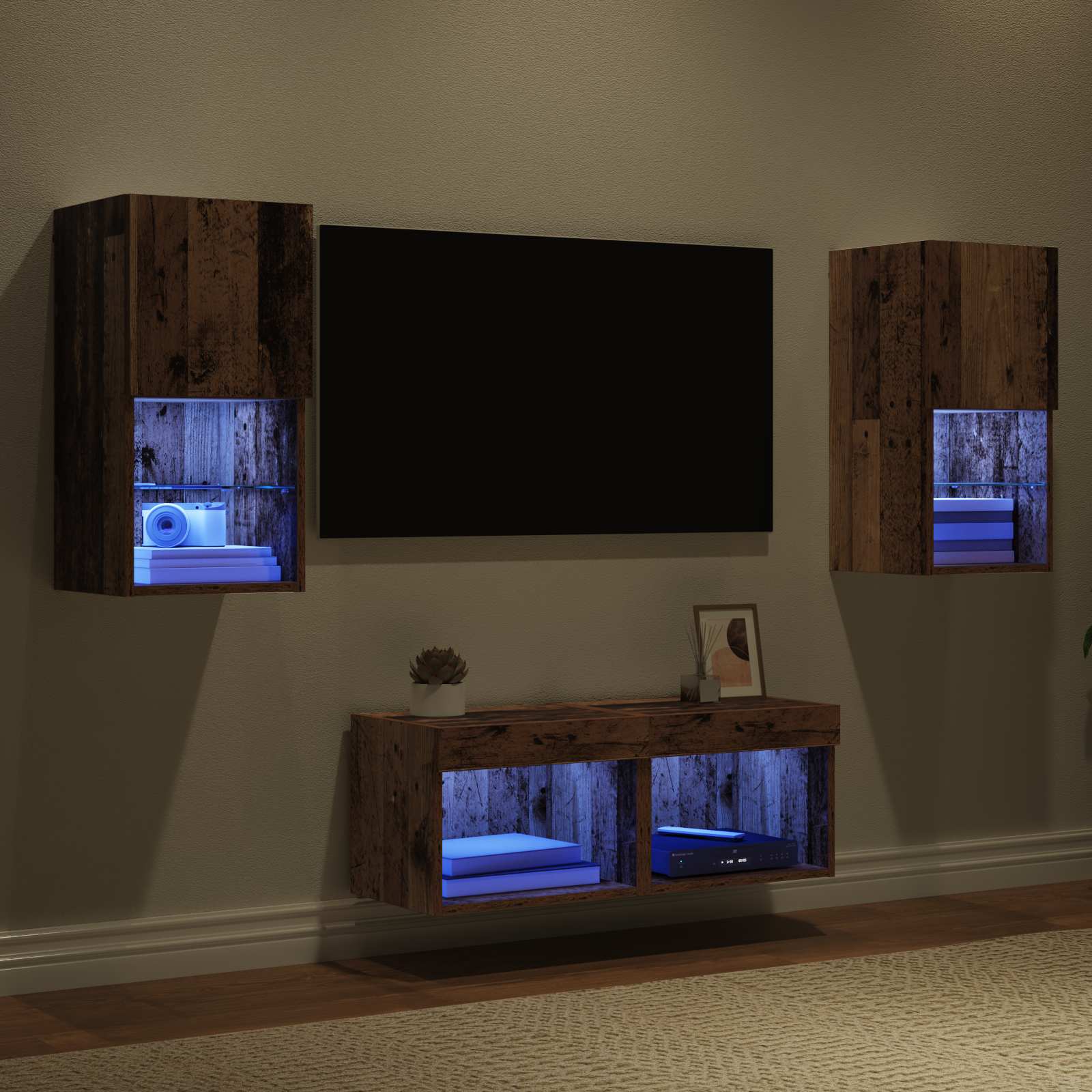 TV Wandkasten 4 pcs Oud Hout 30,5 x 30 x 60 cm Bewerkt hout