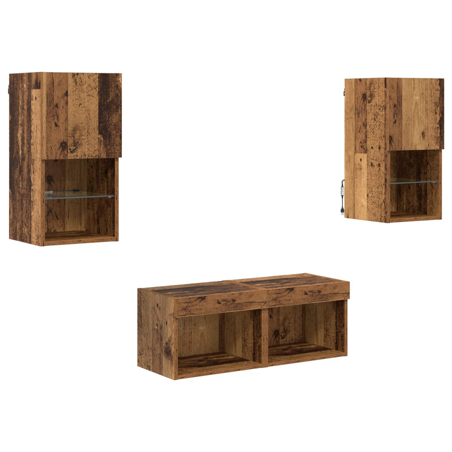 TV Wandkasten 4 pcs Oud Hout 30,5 x 30 x 60 cm Bewerkt hout