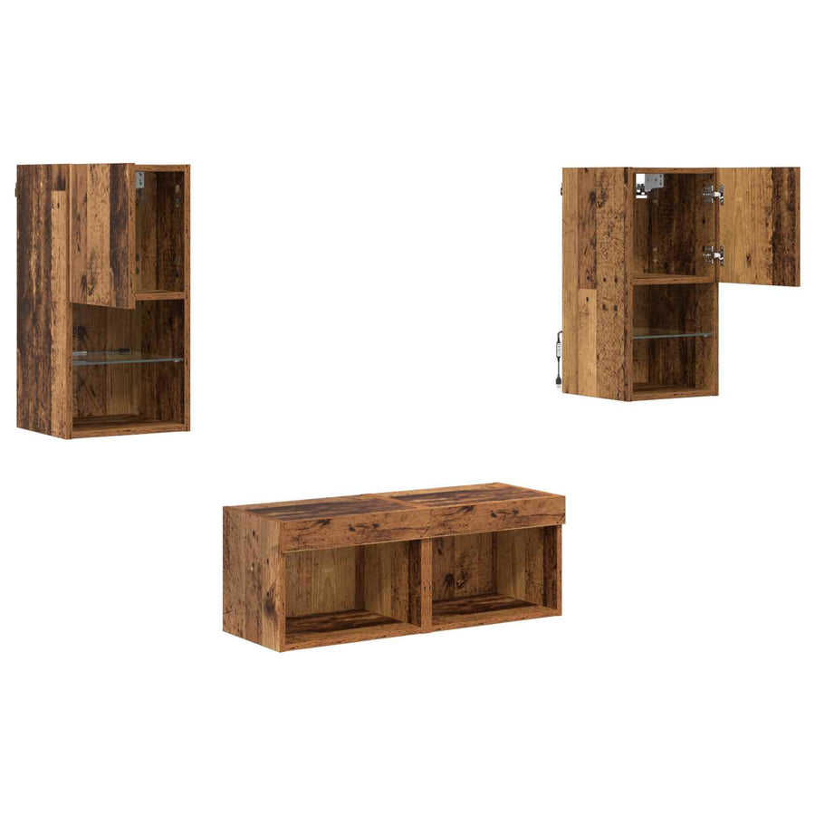 TV Wandkasten 4 pcs Oud Hout 30,5 x 30 x 60 cm Bewerkt hout