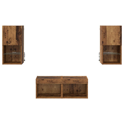 TV Wandkasten 4 pcs Oud Hout 30,5 x 30 x 60 cm Bewerkt hout