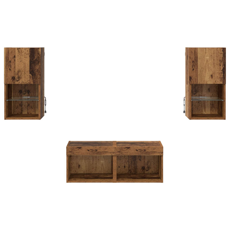 TV Wandkasten 4 pcs Oud Hout 30,5 x 30 x 60 cm Bewerkt hout