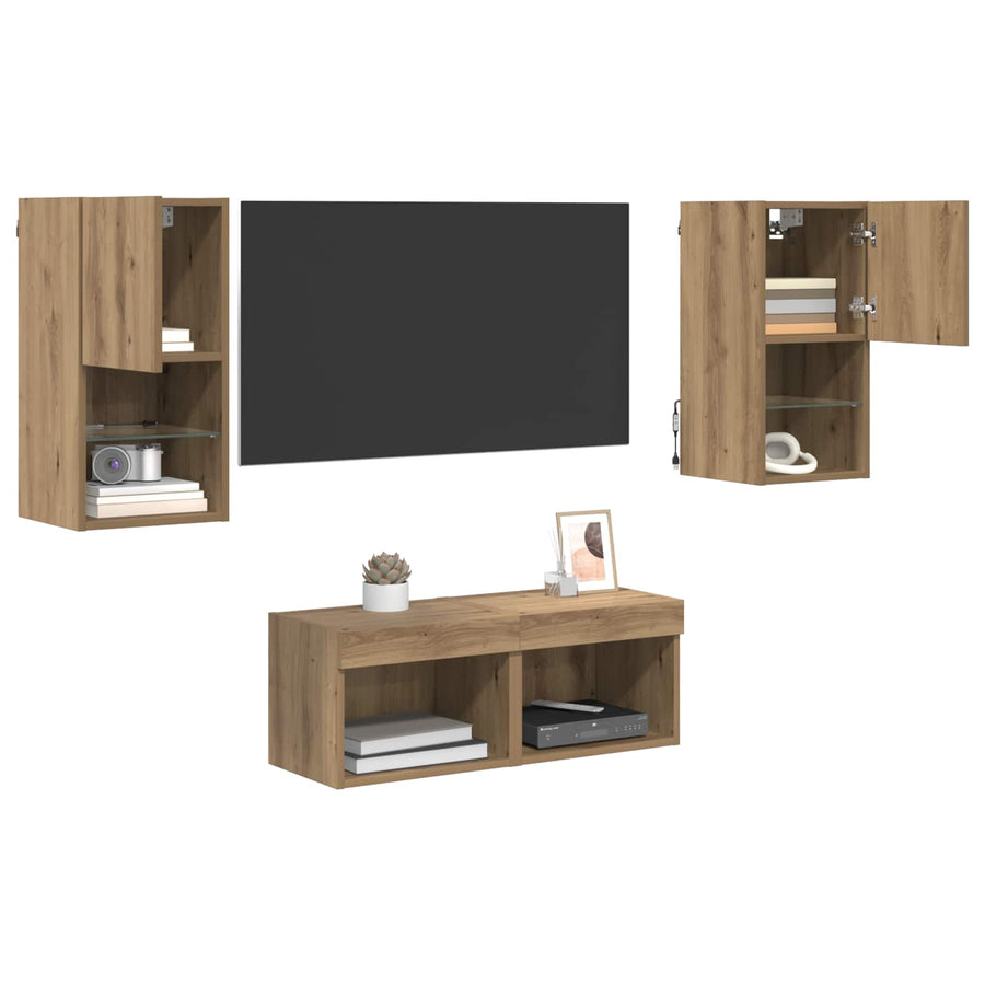 TV Wandkasten 4 pcs Artisan Eiken 30,5 x 30 x 60 cm
